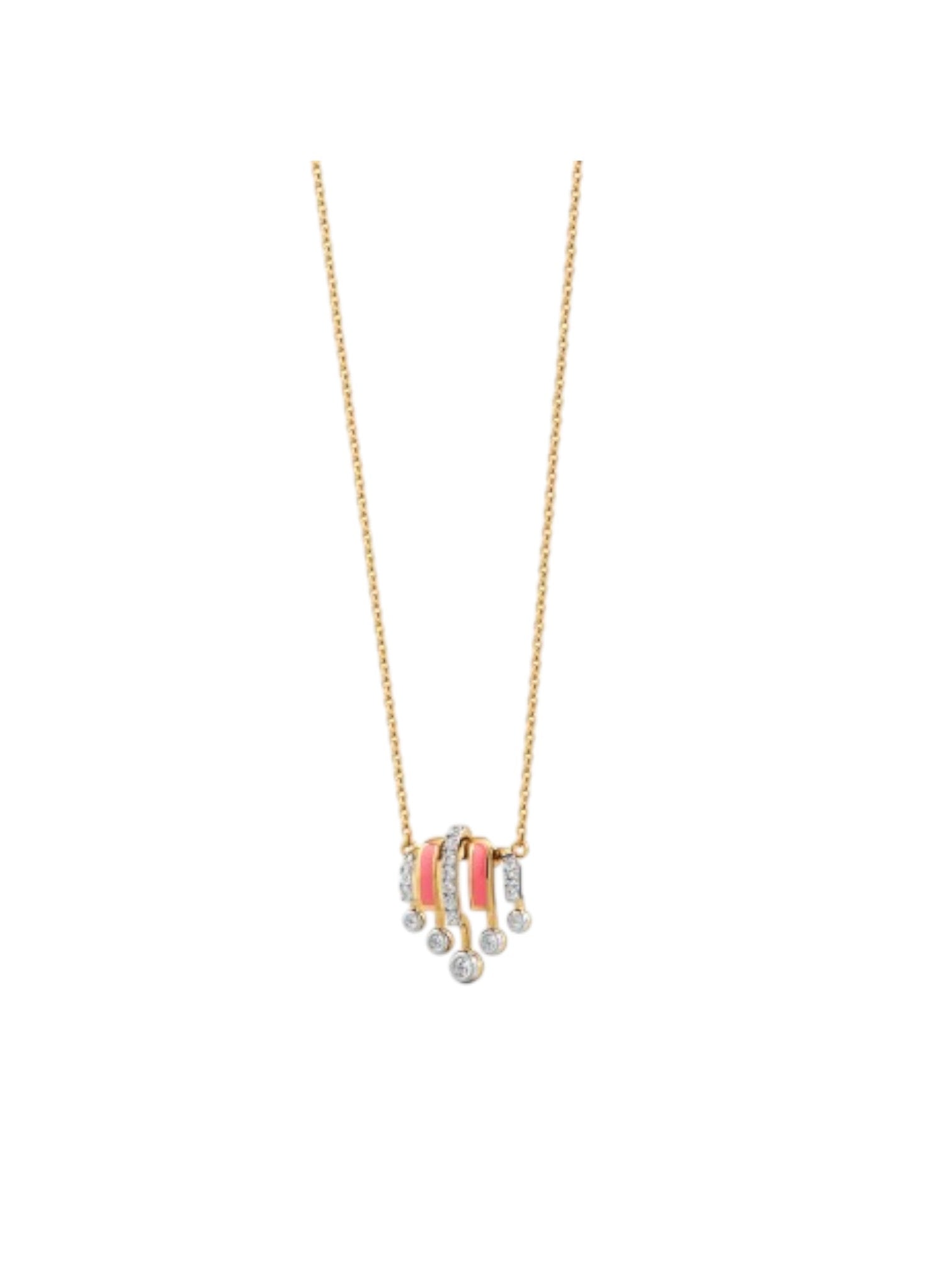 925 Sterling Silver Minimal Design CZ Stones Gold Plated Pendant With Chain For Women By Kesardeep